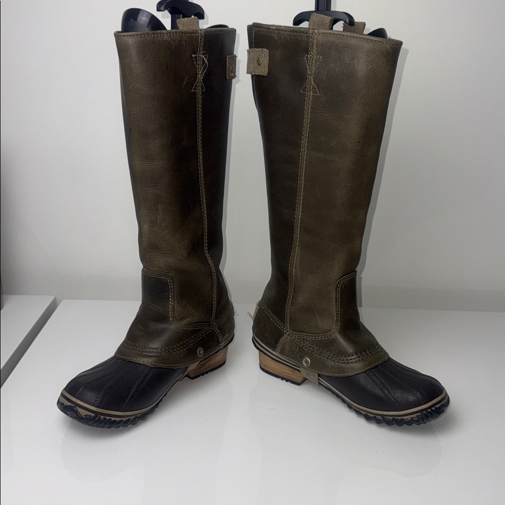 Sorel Tivoli II Tall Waterproof Winter Boots Green Leather Rubber Size 6.5 - Picture 16 of 16